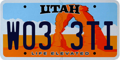 UT license plate W033TI