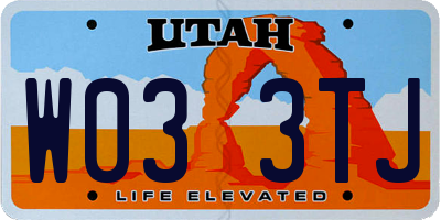 UT license plate W033TJ