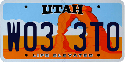 UT license plate W033TO