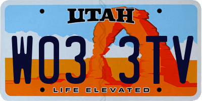 UT license plate W033TV