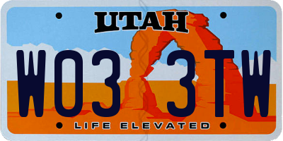 UT license plate W033TW