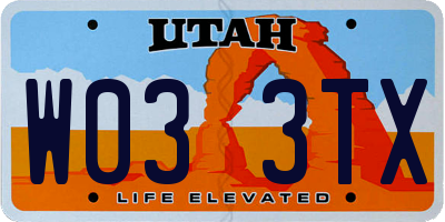 UT license plate W033TX