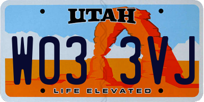 UT license plate W033VJ