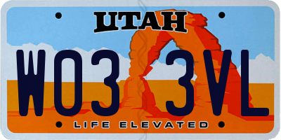UT license plate W033VL