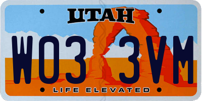 UT license plate W033VM