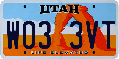 UT license plate W033VT