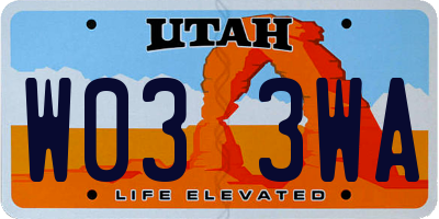 UT license plate W033WA