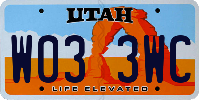 UT license plate W033WC