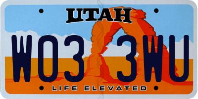 UT license plate W033WU
