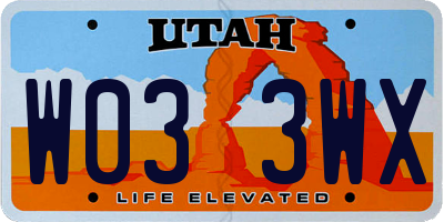 UT license plate W033WX