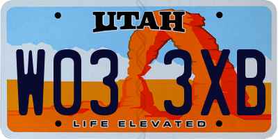 UT license plate W033XB