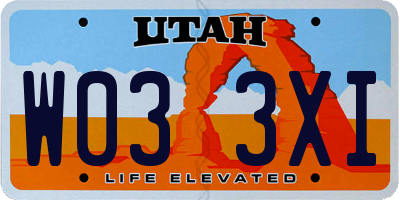 UT license plate W033XI