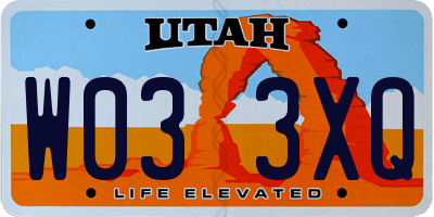 UT license plate W033XQ