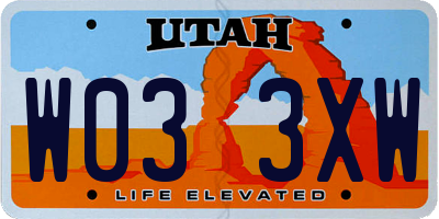 UT license plate W033XW
