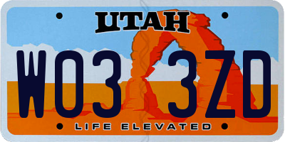 UT license plate W033ZD