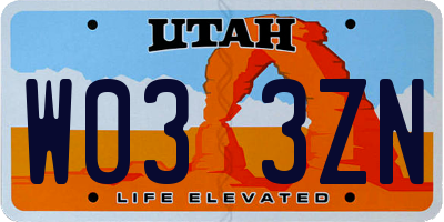UT license plate W033ZN