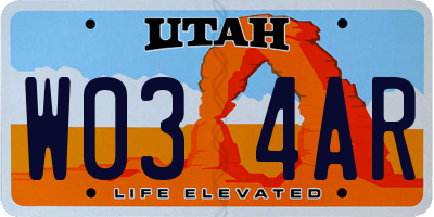 UT license plate W034AR