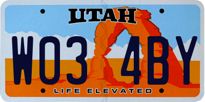 UT license plate W034BY