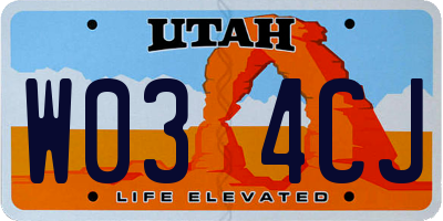 UT license plate W034CJ