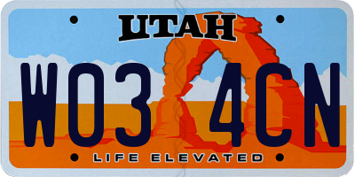 UT license plate W034CN