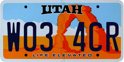 UT license plate W034CR