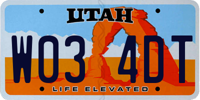 UT license plate W034DT