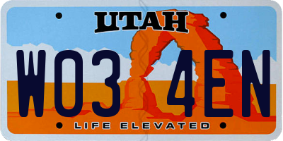 UT license plate W034EN