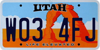 UT license plate W034FJ