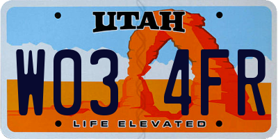 UT license plate W034FR