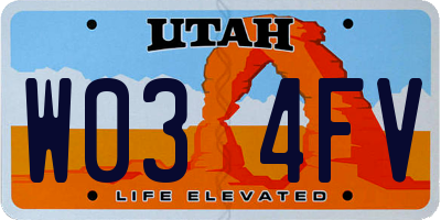 UT license plate W034FV