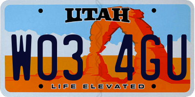 UT license plate W034GU