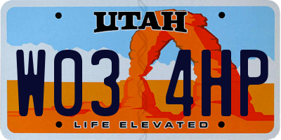 UT license plate W034HP