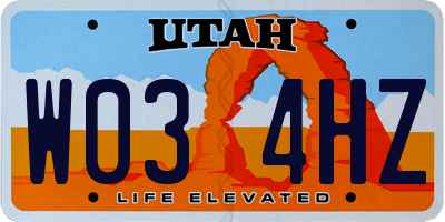 UT license plate W034HZ