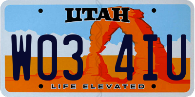 UT license plate W034IU