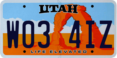 UT license plate W034IZ
