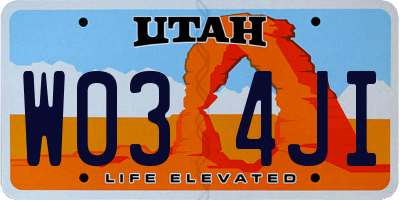 UT license plate W034JI