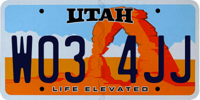 UT license plate W034JJ