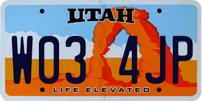 UT license plate W034JP