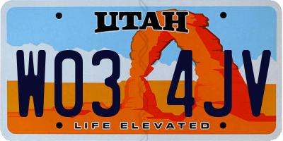 UT license plate W034JV