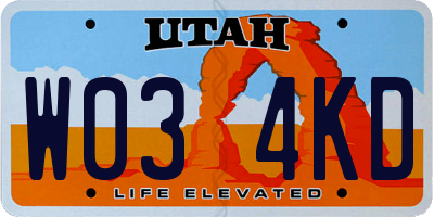 UT license plate W034KD