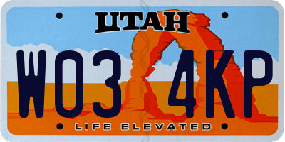 UT license plate W034KP