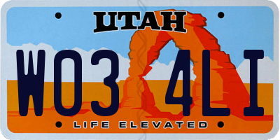UT license plate W034LI