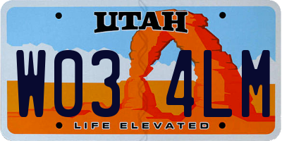UT license plate W034LM