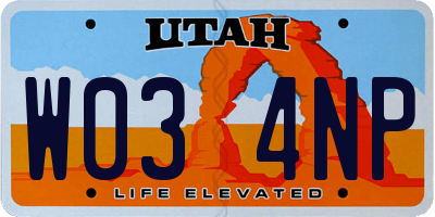 UT license plate W034NP