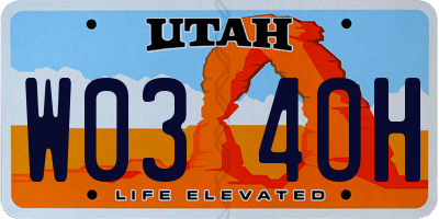 UT license plate W034OH