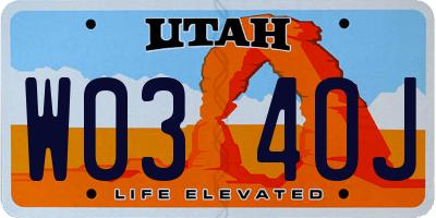 UT license plate W034OJ