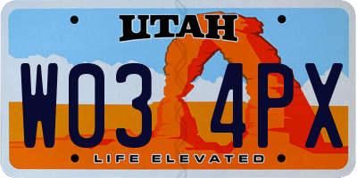 UT license plate W034PX