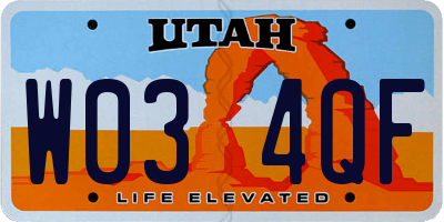 UT license plate W034QF