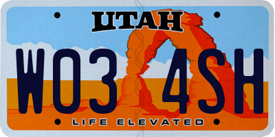 UT license plate W034SH