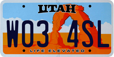 UT license plate W034SL